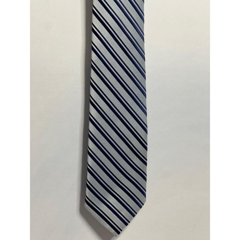 Striped Silk Tie Blue and Silver Diagonal‎ Pattern Business Casual 0366